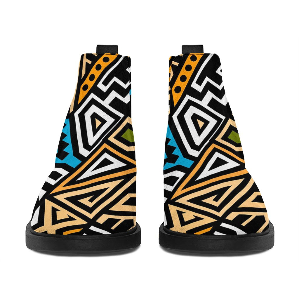 Ethnic Aztec Geometric Pattern Print Flat Ankle Boots