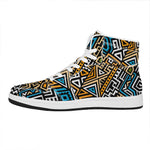Ethnic Aztec Geometric Pattern Print High Top Leather Sneakers