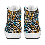 Ethnic Aztec Geometric Pattern Print High Top Leather Sneakers