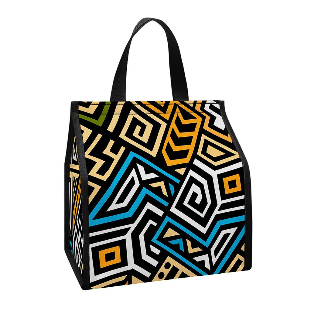 Ethnic Aztec Geometric Pattern Print Insulated Lunch Tote