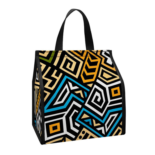 Ethnic Aztec Geometric Pattern Print Insulated Lunch Tote