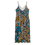 Ethnic Aztec Geometric Pattern Print Jersey Midi Cami Dress