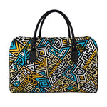 Ethnic Aztec Geometric Pattern Print Leather Duffle Bag