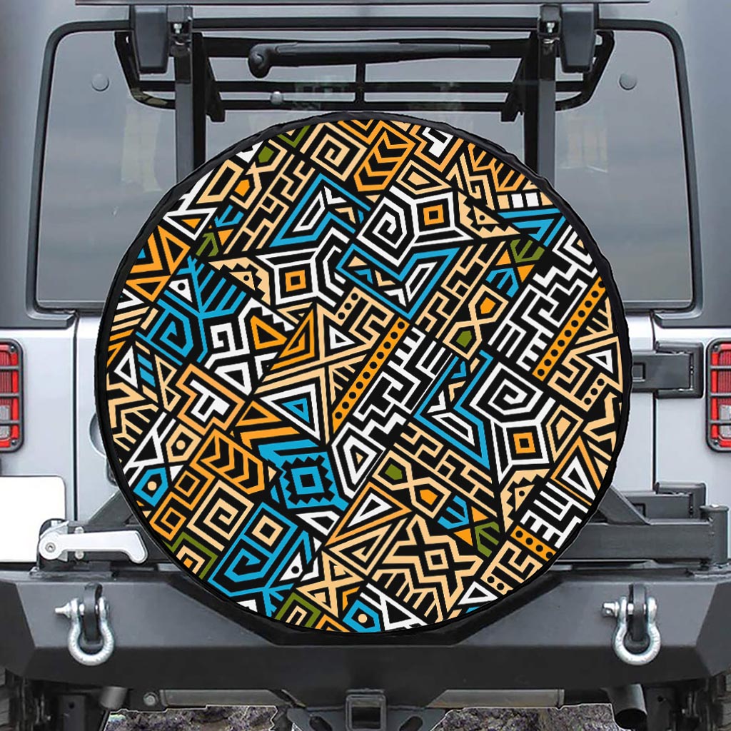 Ethnic Aztec Geometric Pattern Print Leather Spare Tire Cover