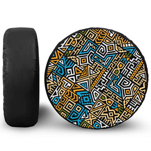 Ethnic Aztec Geometric Pattern Print Leather Spare Tire Cover