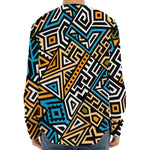 Ethnic Aztec Geometric Pattern Print Long Sleeve Baseball Jersey