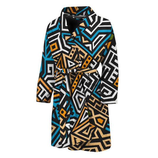 Ethnic Aztec Geometric Pattern Print Men's Bathrobe
