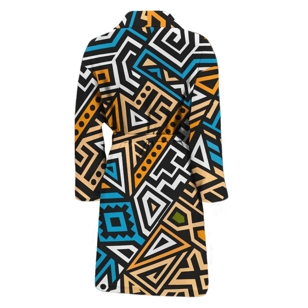 Ethnic Aztec Geometric Pattern Print Men's Bathrobe