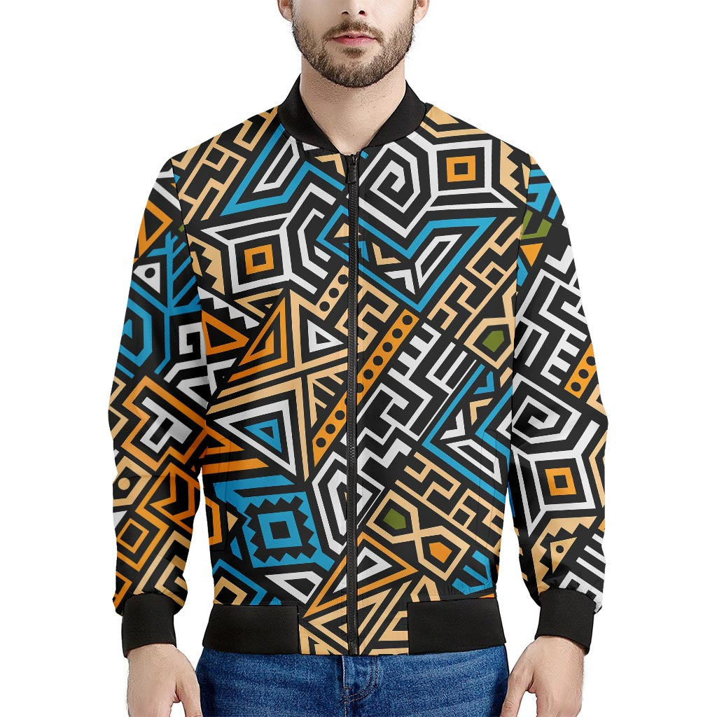 Ethnic Aztec Geometric Pattern Print Men's Bomber Jacket