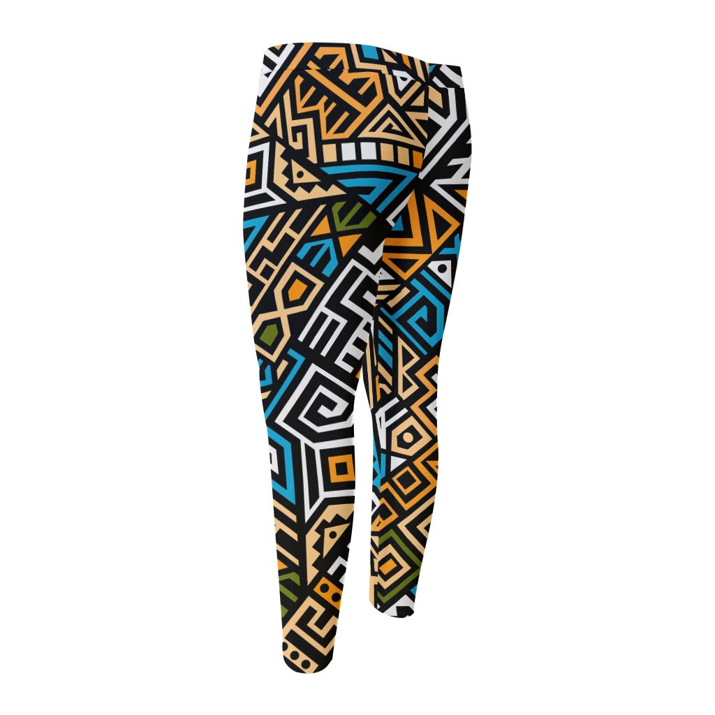 Ethnic Aztec Geometric Pattern Print Men's Compression Pants