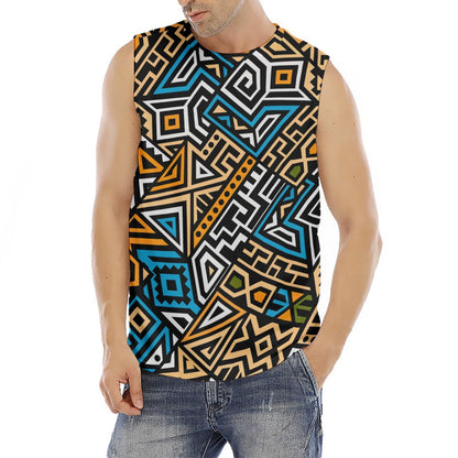 Ethnic Aztec Geometric Pattern Print Men's Fitness Tank Top