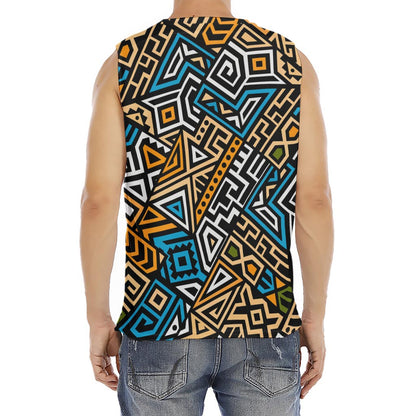 Ethnic Aztec Geometric Pattern Print Men's Fitness Tank Top