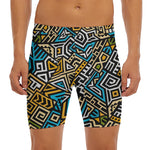 Ethnic Aztec Geometric Pattern Print Men's Long Boxer Briefs
