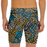 Ethnic Aztec Geometric Pattern Print Men's Long Boxer Briefs