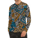 Ethnic Aztec Geometric Pattern Print Men's Long Sleeve Rash Guard