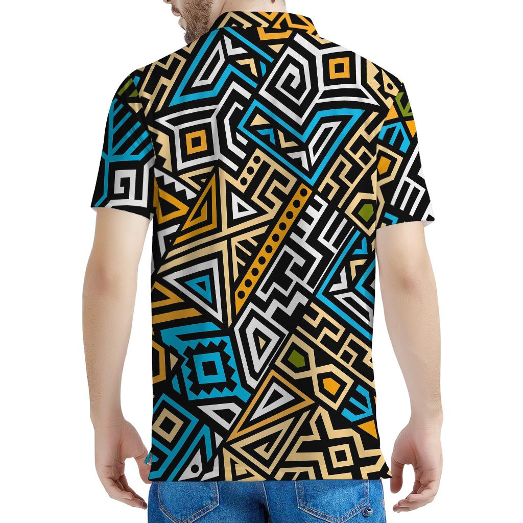 Ethnic Aztec Geometric Pattern Print Men's Polo Shirt