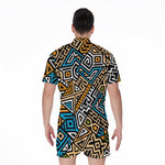 Ethnic Aztec Geometric Pattern Print Men's Rompers