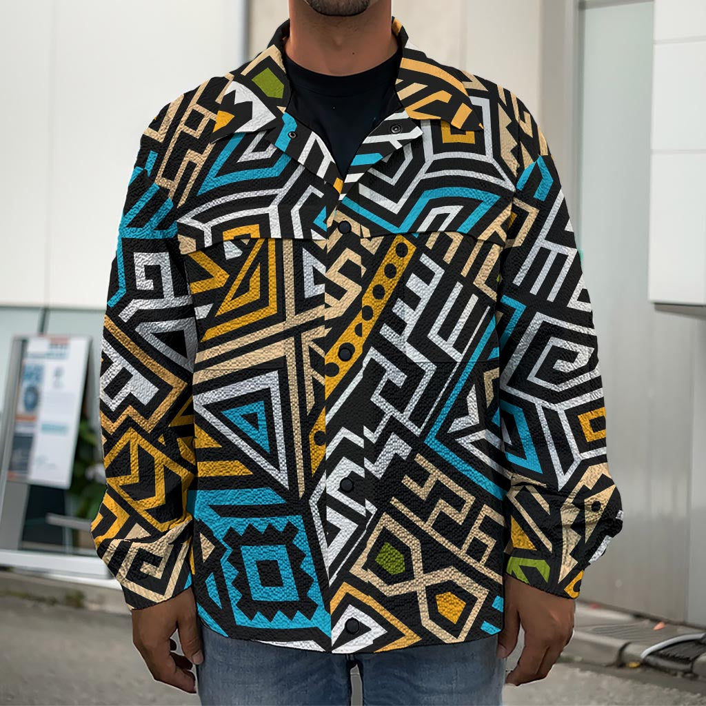 Ethnic Aztec Geometric Pattern Print Men's Shirt Jacket