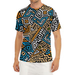 Ethnic Aztec Geometric Pattern Print Men's Short Sleeve Rash Guard