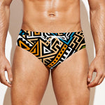 Ethnic Aztec Geometric Pattern Print Men's Swim Briefs