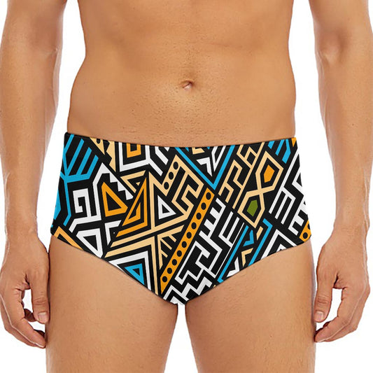 Ethnic Aztec Geometric Pattern Print Men's Triangle Swim Briefs