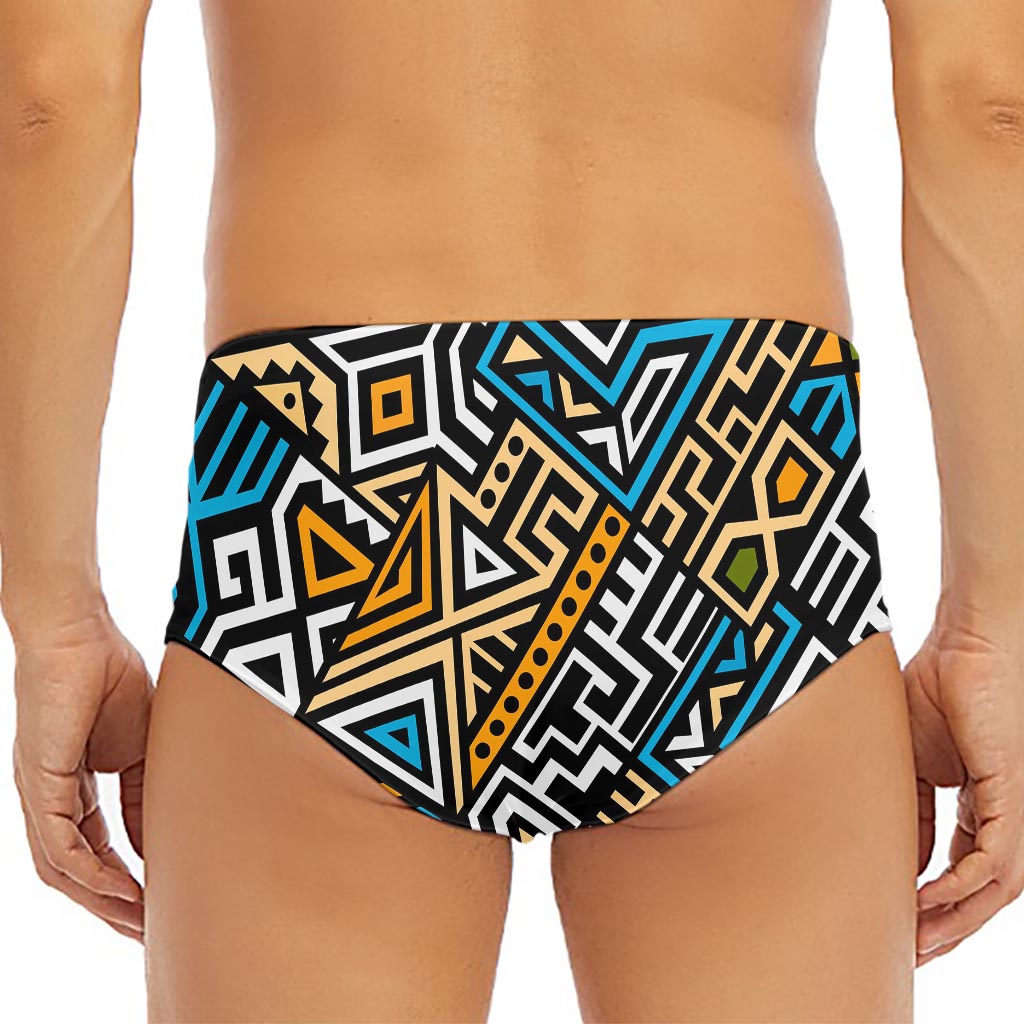 Ethnic Aztec Geometric Pattern Print Men's Triangle Swim Briefs