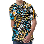 Ethnic Aztec Geometric Pattern Print Men's Velvet T-Shirt