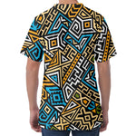 Ethnic Aztec Geometric Pattern Print Men's Velvet T-Shirt