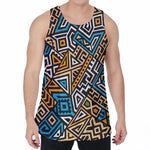 Ethnic Aztec Geometric Pattern Print Men's Velvet Tank Top