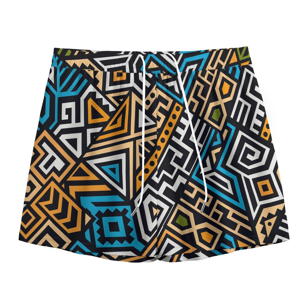 Ethnic Aztec Geometric Pattern Print Mesh Shorts