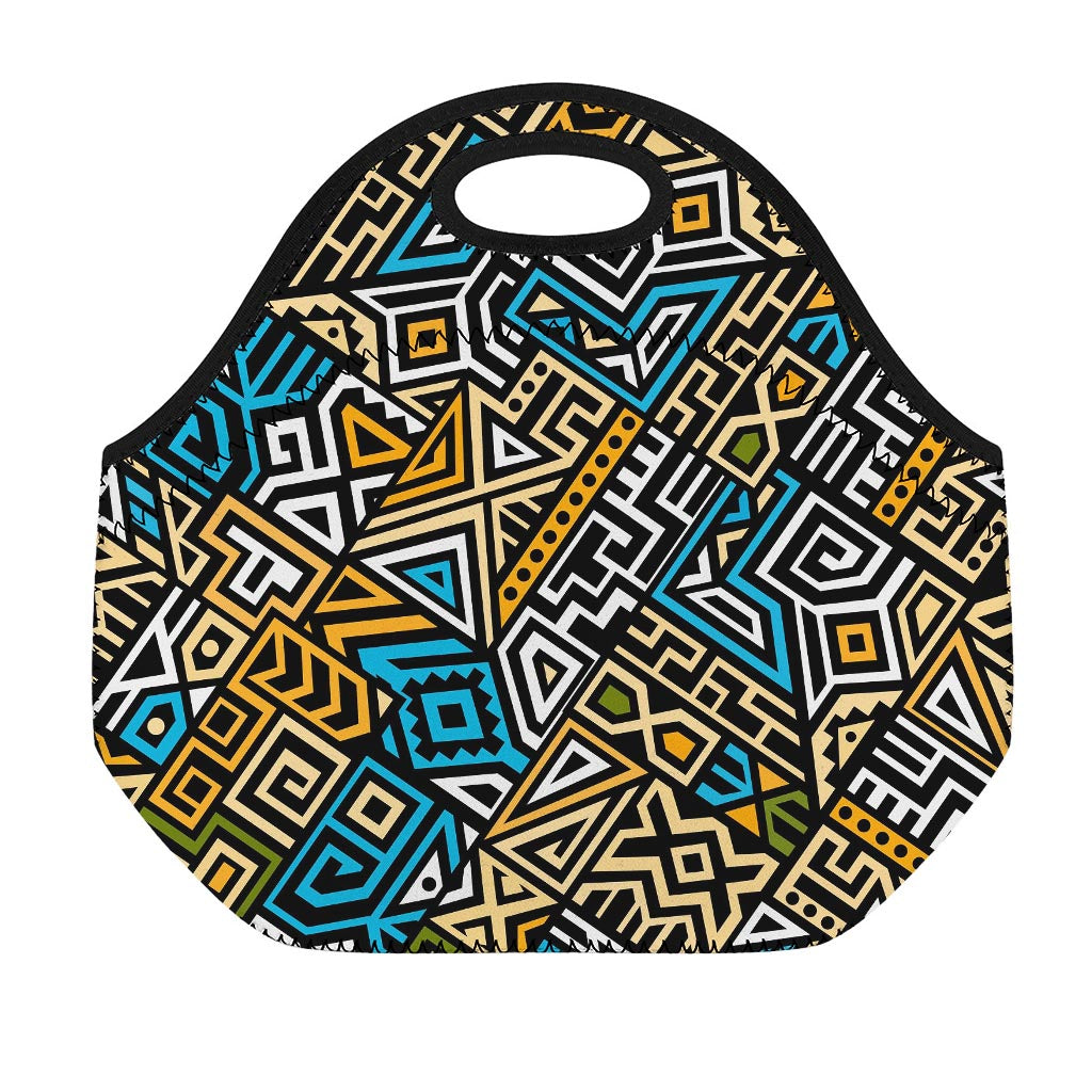 Ethnic Aztec Geometric Pattern Print Neoprene Lunch Bag