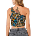 Ethnic Aztec Geometric Pattern Print One Shoulder Crop Top