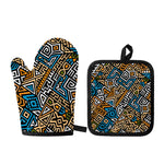 Ethnic Aztec Geometric Pattern Print Oven Mitt And Pot Holder Set