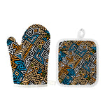 Ethnic Aztec Geometric Pattern Print Oven Mitt And Pot Holder Set