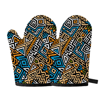 Ethnic Aztec Geometric Pattern Print Oven Mitts