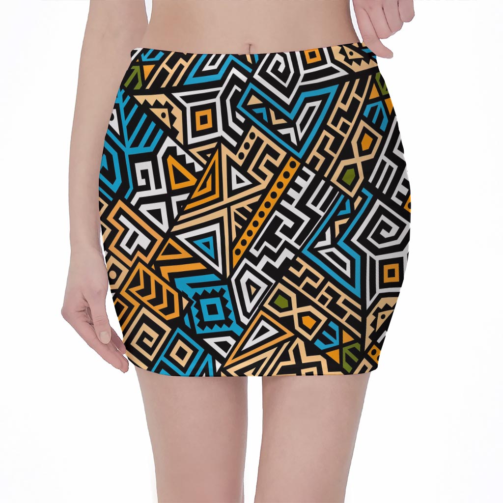 Ethnic Aztec Geometric Pattern Print Pencil Mini Skirt