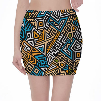 Ethnic Aztec Geometric Pattern Print Pencil Mini Skirt