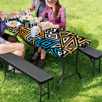 Ethnic Aztec Geometric Pattern Print Picnic Table Cover
