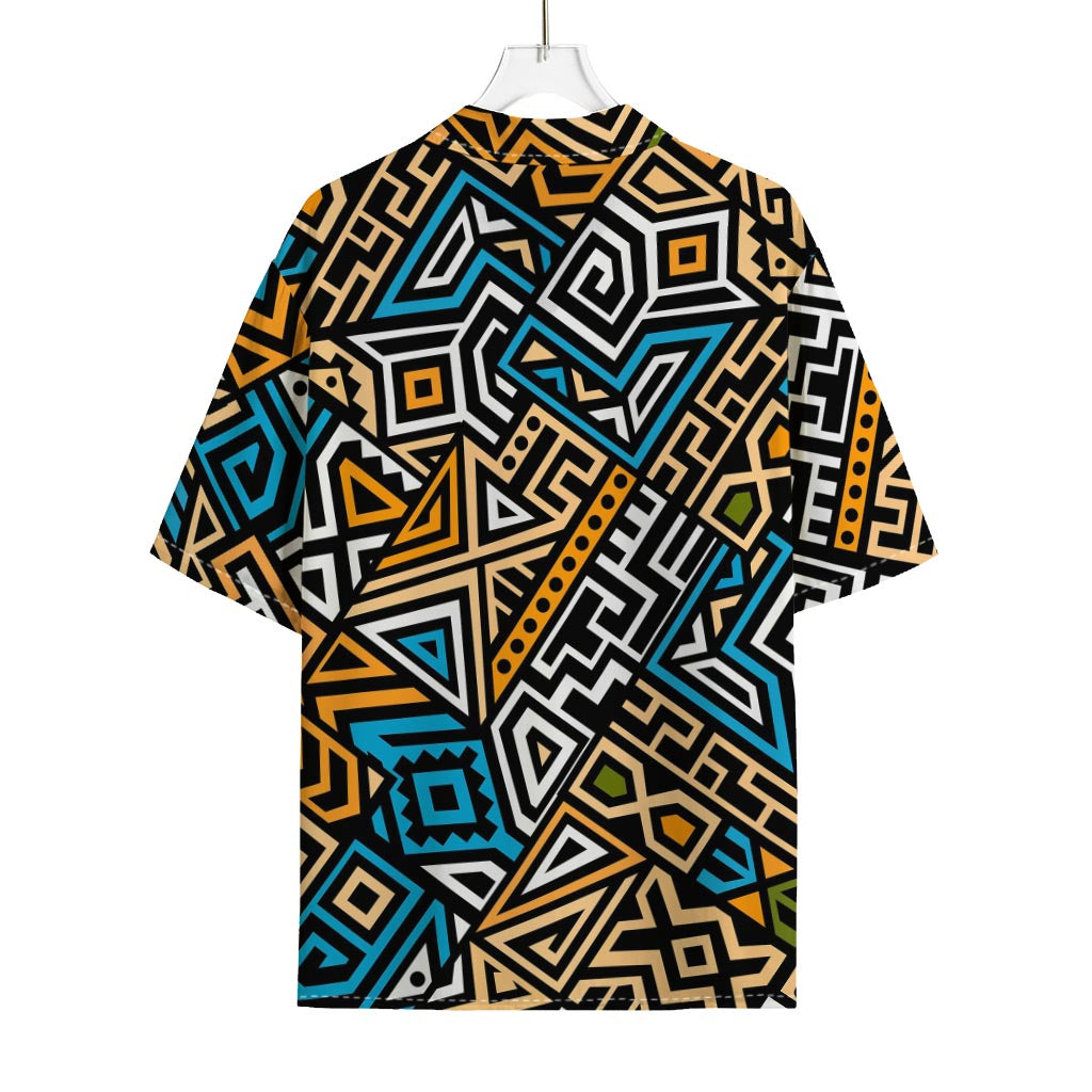 Ethnic Aztec Geometric Pattern Print Rayon Hawaiian Shirt