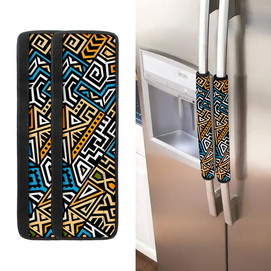 Ethnic Aztec Geometric Pattern Print Refrigerator Handle Covers
