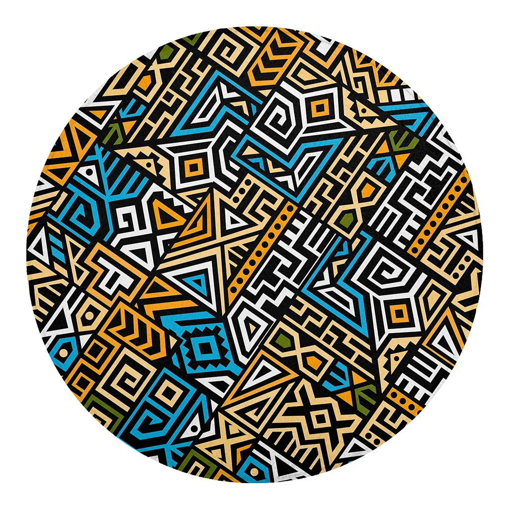Ethnic Aztec Geometric Pattern Print Round Blanket