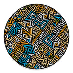 Ethnic Aztec Geometric Pattern Print Round Floor Mat