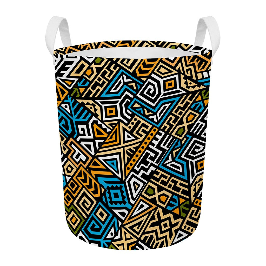 Ethnic Aztec Geometric Pattern Print Round Laundry Basket