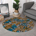 Ethnic Aztec Geometric Pattern Print Round Rug