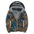 Ethnic Aztec Geometric Pattern Print Sherpa Lined Zip Up Hoodie