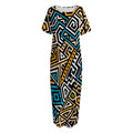 Ethnic Aztec Geometric Pattern Print Short Sleeve Long Nightdress