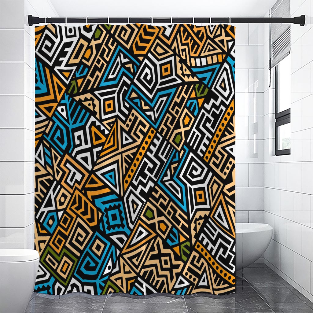 Ethnic Aztec Geometric Pattern Print Shower Curtain