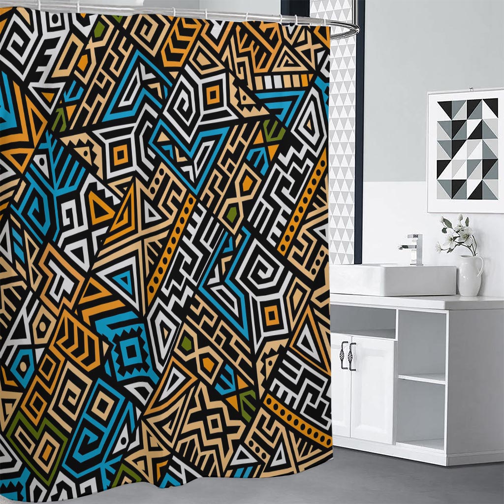 Ethnic Aztec Geometric Pattern Print Shower Curtain