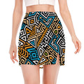 Ethnic Aztec Geometric Pattern Print Side Slit Mini Skirt