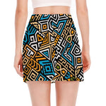 Ethnic Aztec Geometric Pattern Print Side Slit Mini Skirt